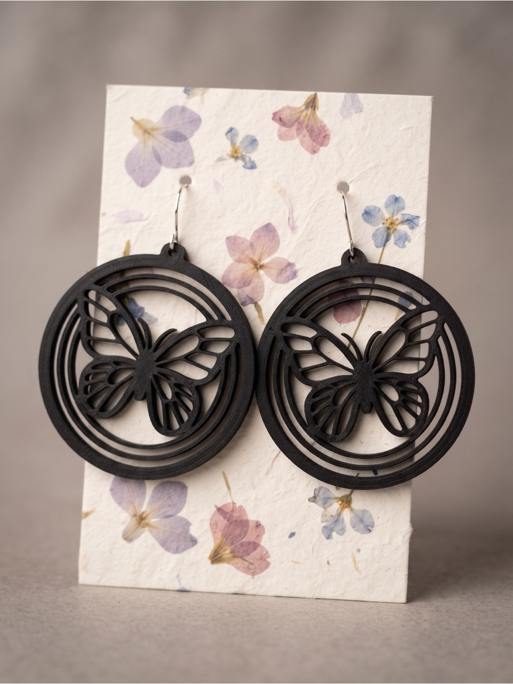 Black Butterfly Cutout Hoop Earrings - Women Jewelry
